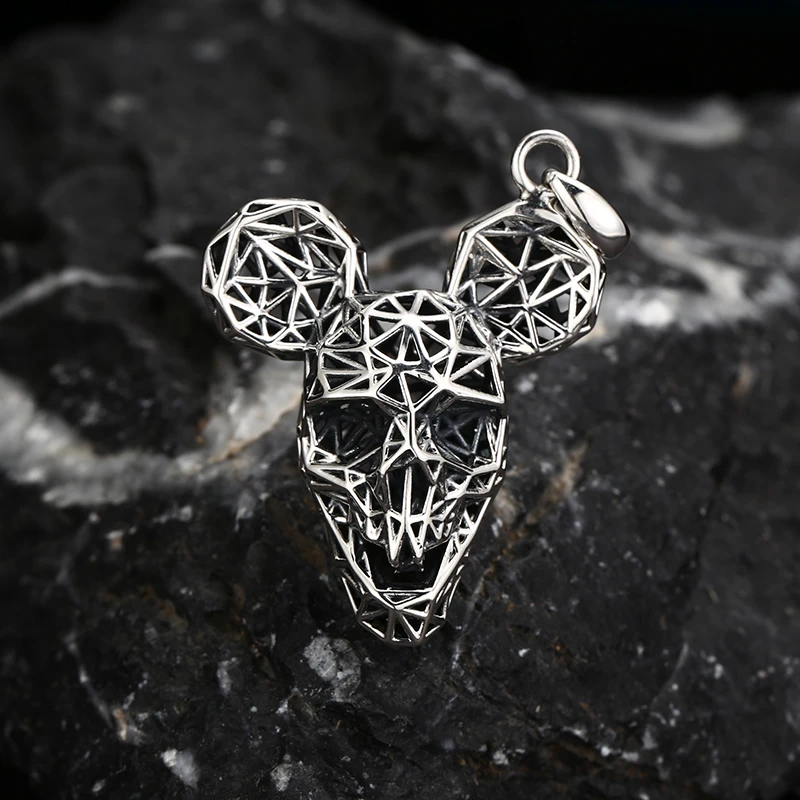 银树脂吊坠 时尚百搭线条鼠骷髅吊坠