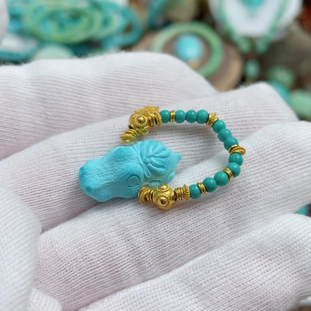 绿松石珠宝奇石18K金镶嵌