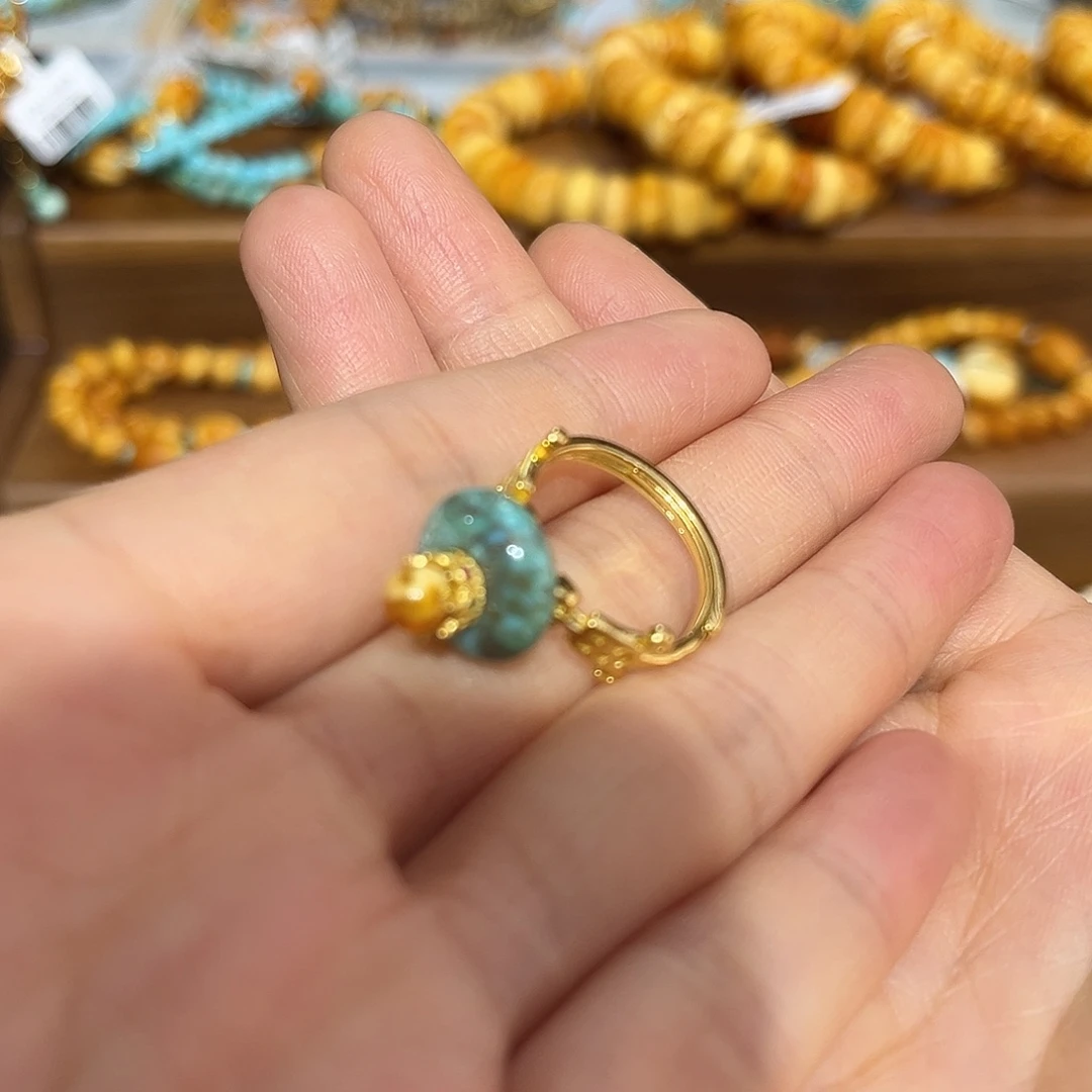 琥珀戒指未镶嵌蜜蜡戒指