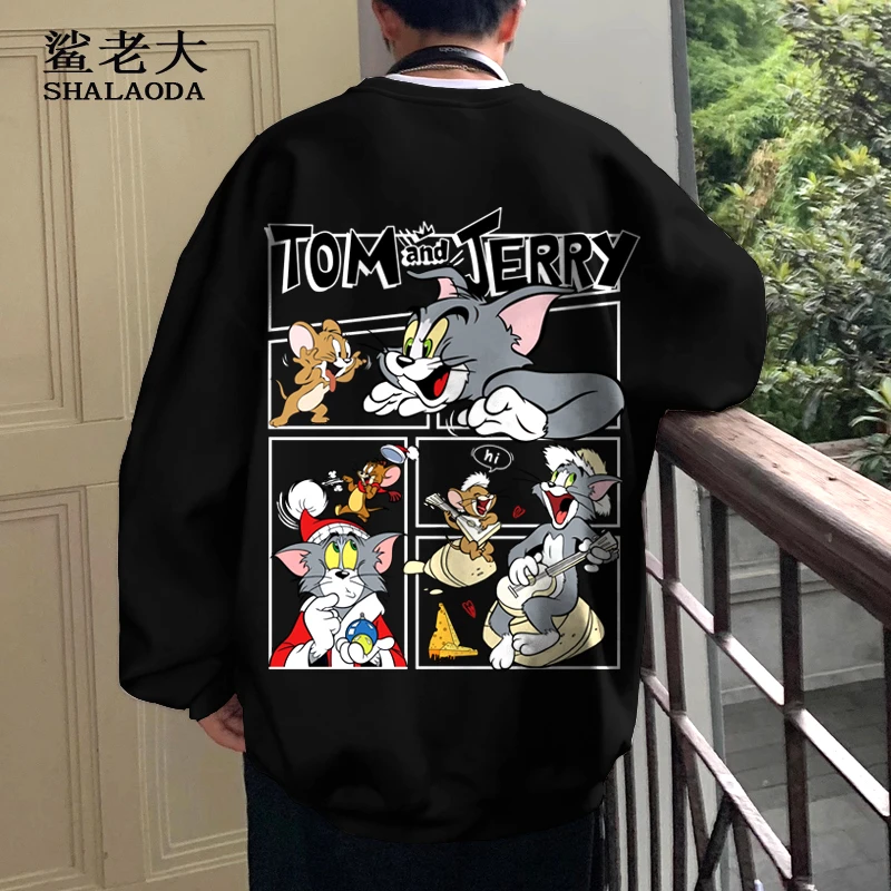 猫和老鼠动漫周边卫衣外套男加绒加厚连帽开衫oversize秋冬季上衣