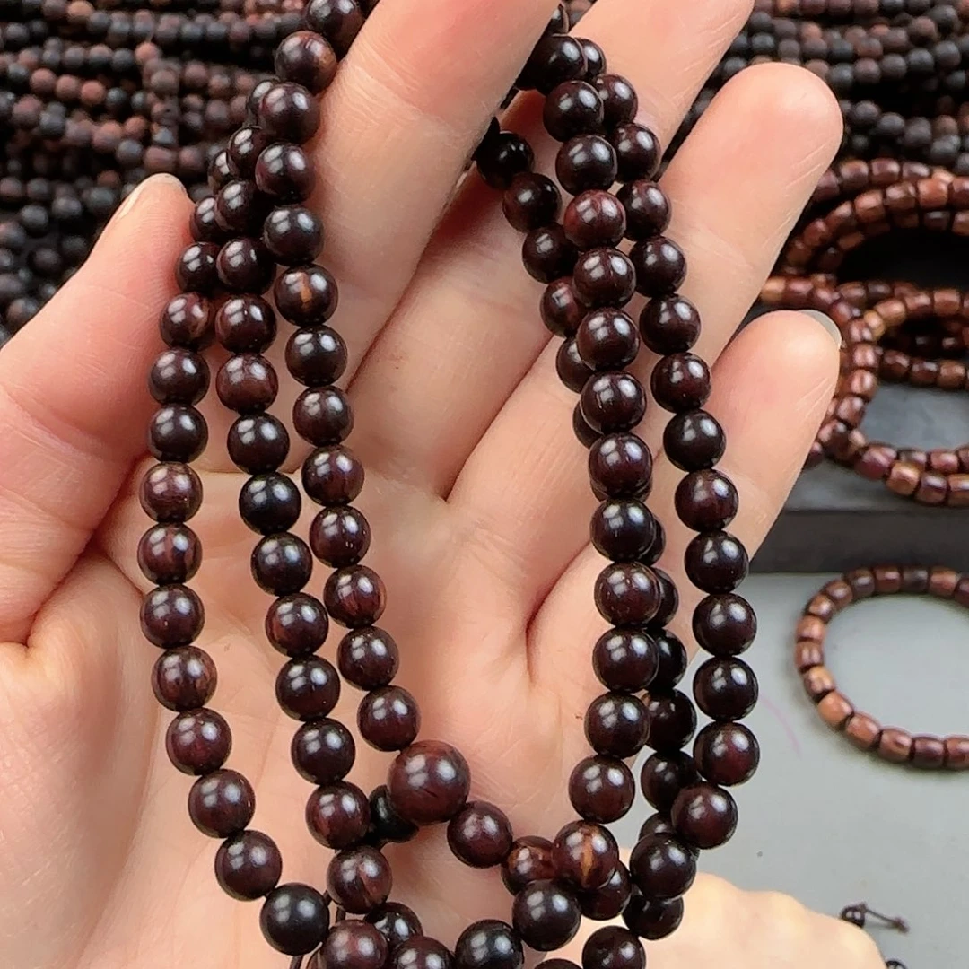 降真香手串/手链0.6×108海南红降土埋老料黑金