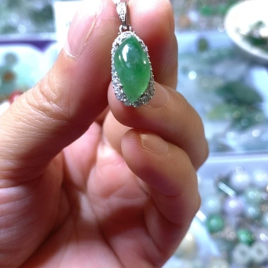 翡翠银S925镶嵌吊坠(不含链)吊坠有纹