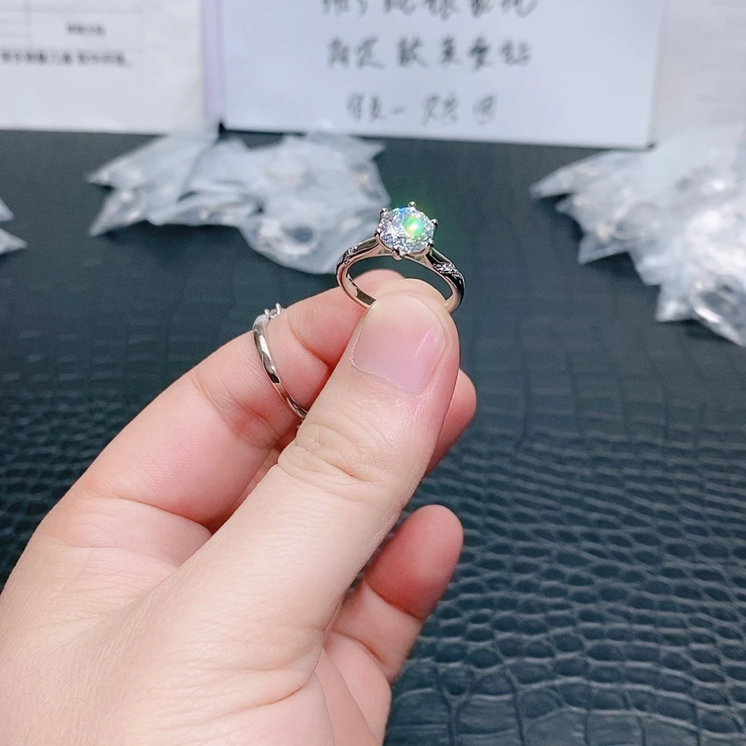 合成碳硅石925银通灵2克拉16码
