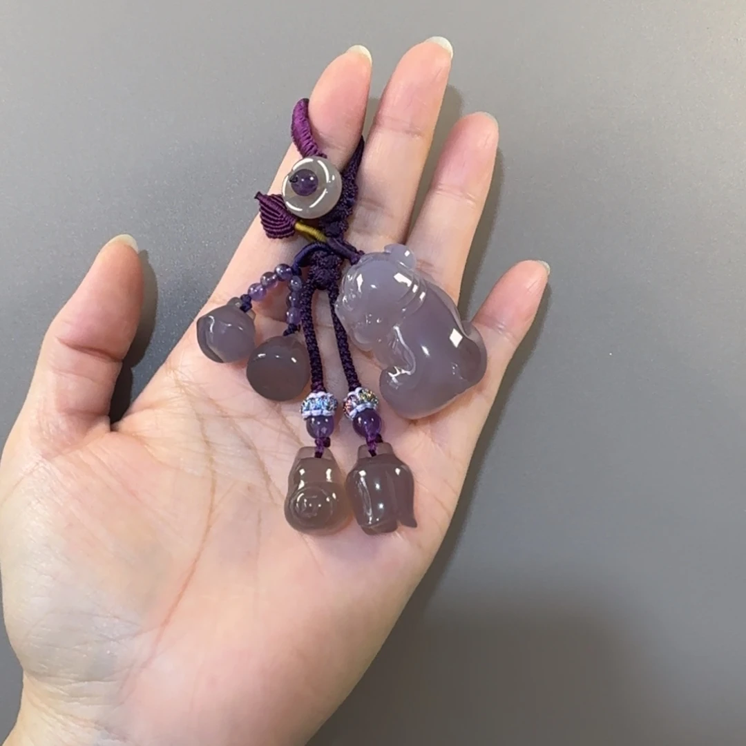 玛瑙/玉髓未镶嵌钥匙挂件