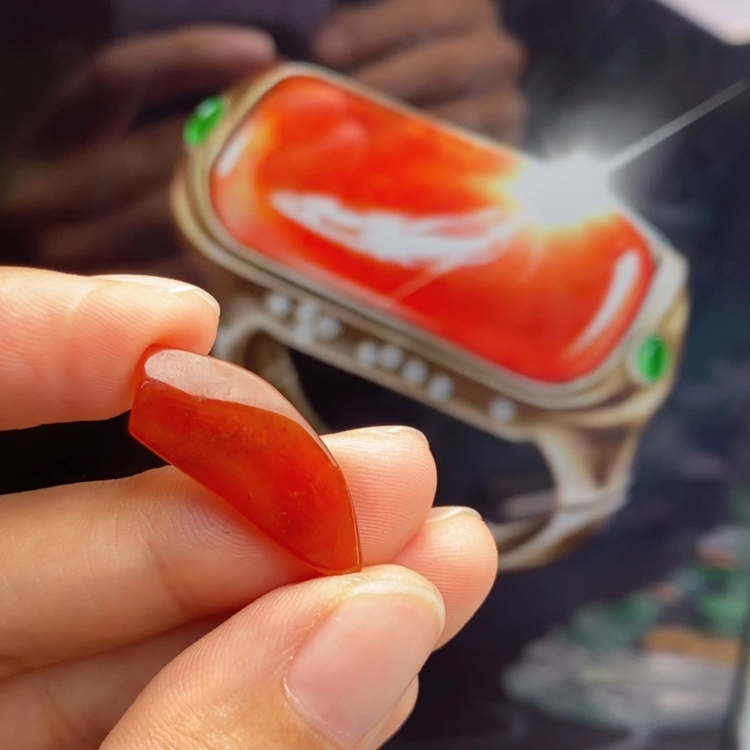 定制翡翠未镶嵌  冰红翡