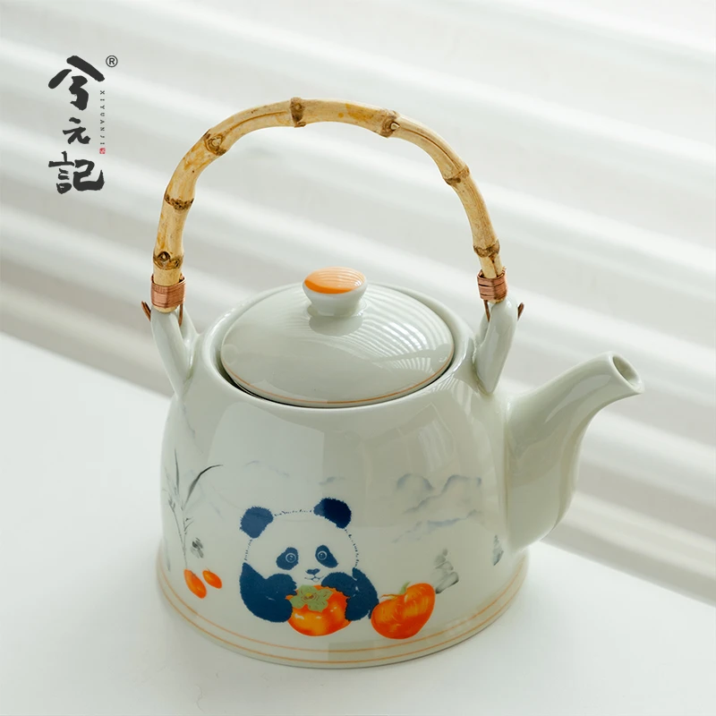 兮元记陶瓷冷开水壶大容量凉水壶家用储水泡茶壶熊猫茶具2025新款