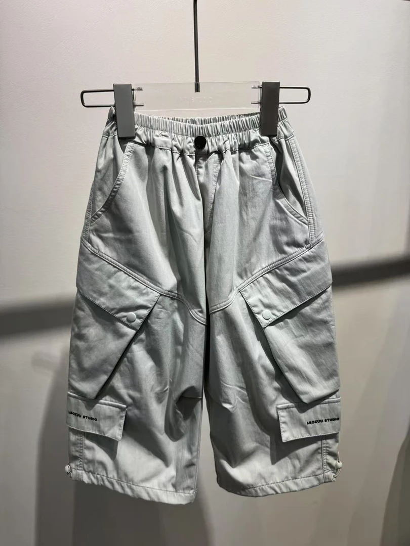 XTJ STUDIO童装 设计师款 LZ小童 侧边纽扣大口袋工装长裤 新品