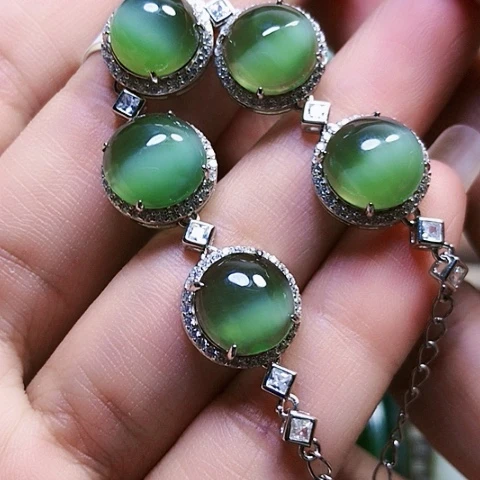 和田玉戒指银S925镶嵌