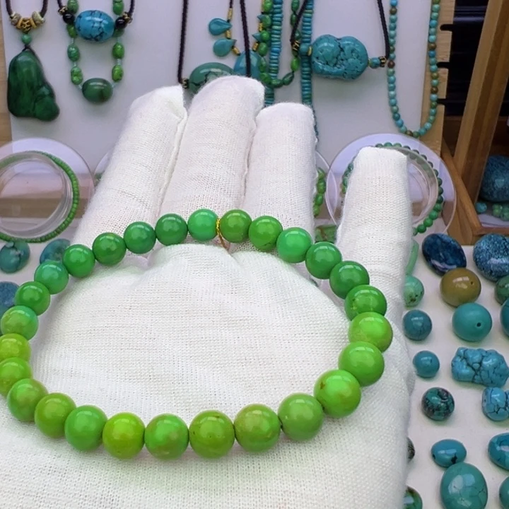菜籽绿圆珠手串7.5mm兰