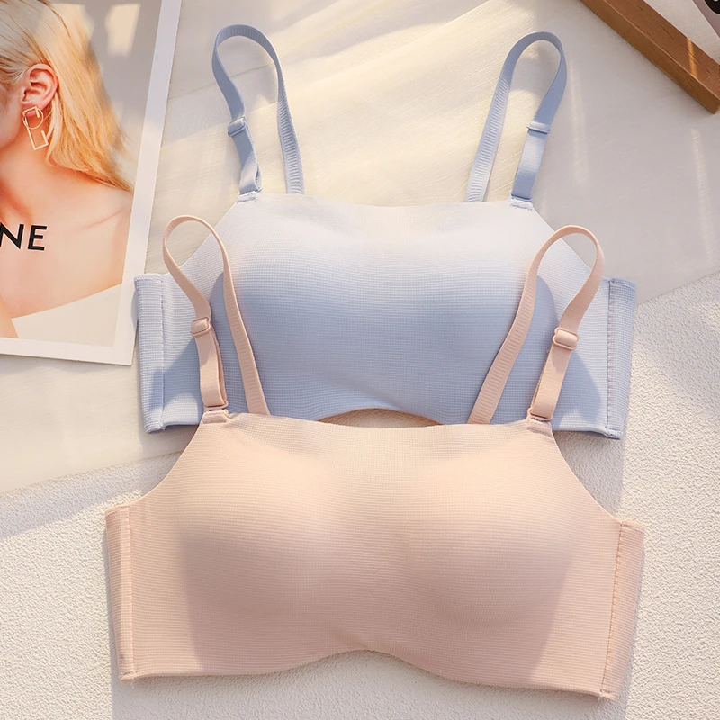 抹胸内衣女夏季小胸聚拢显大收副乳凉感裹胸防走光无钢圈文胸罩