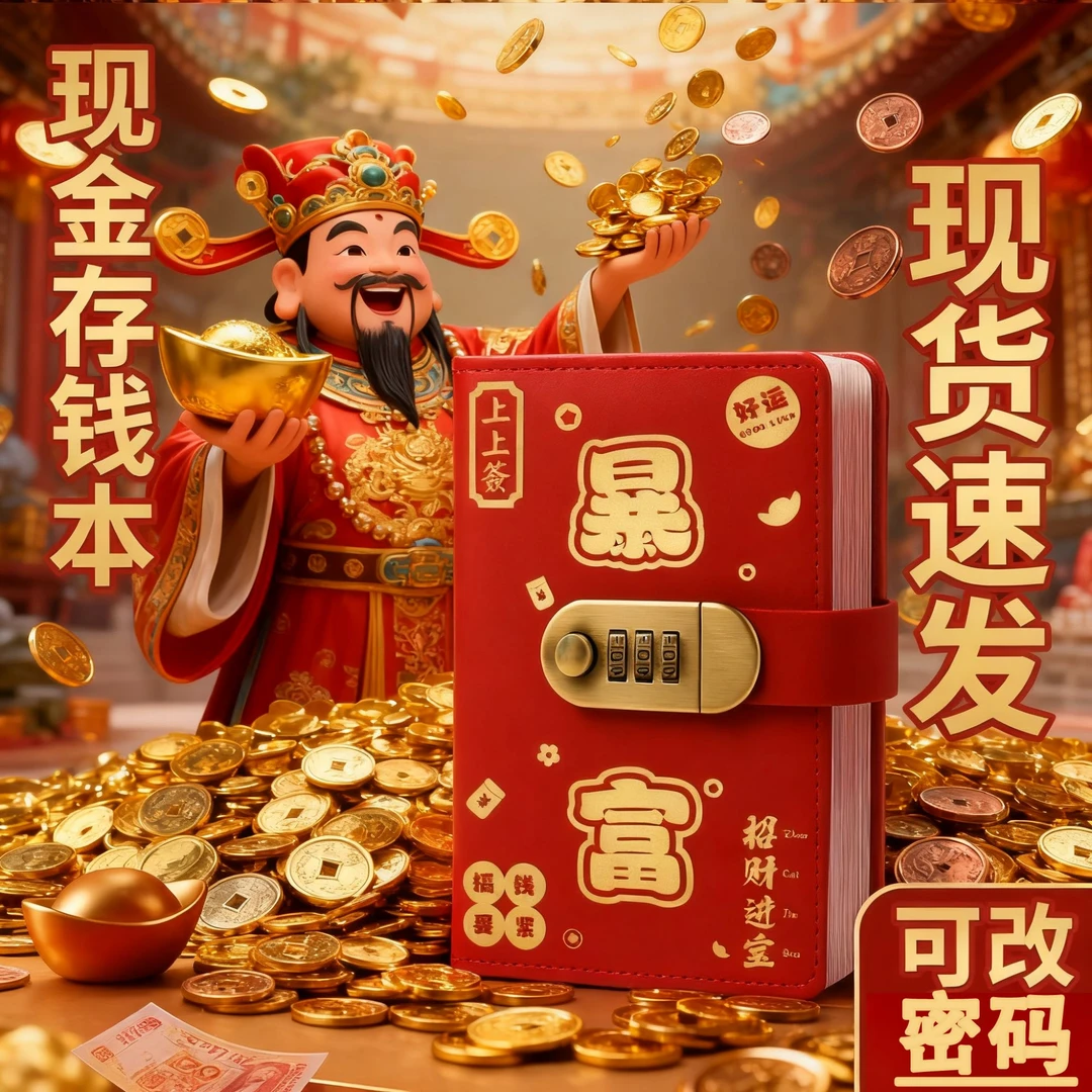【新款特惠】密码锁暴富现金存钱本存钱夹钱册大容量放钱钞票网红款