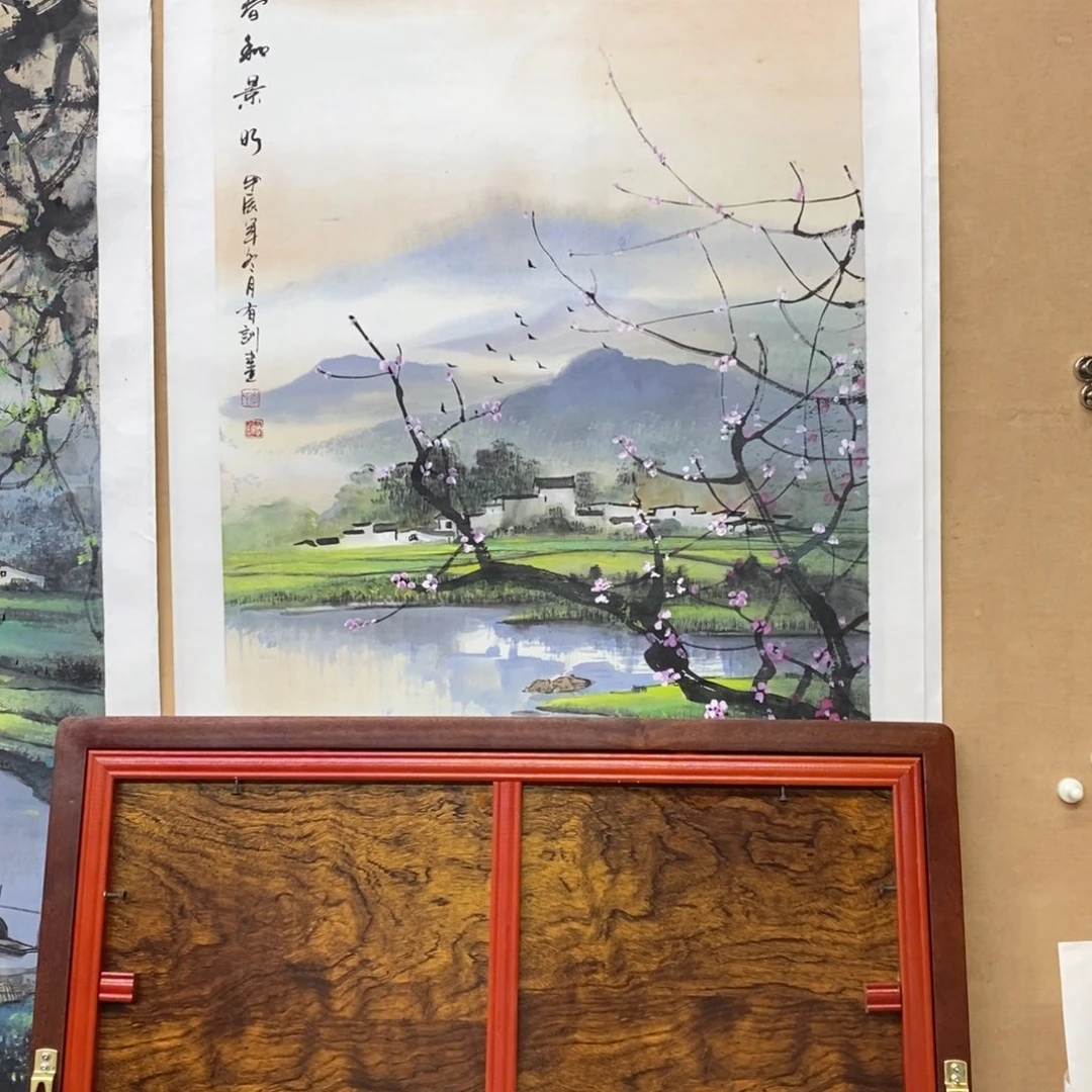 国画安*安手绘国画原创山水，李有训，带框包邮