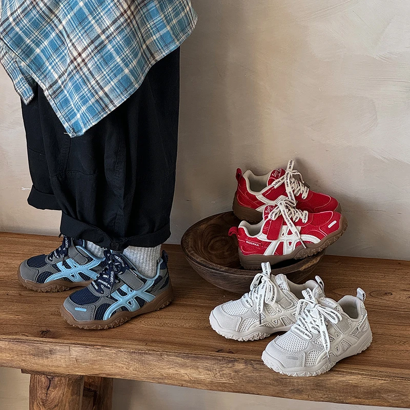 网面透气儿童运动鞋2025秋新款女童软底德训鞋时尚男童单鞋-25065