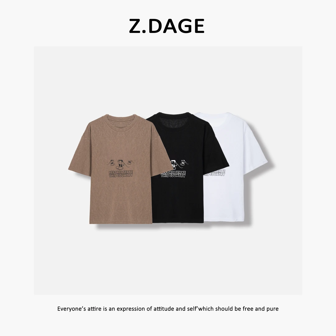 Z.DAGE-‘趣味米奇’26年韩系感极简卡通设计减龄百搭T恤-7178