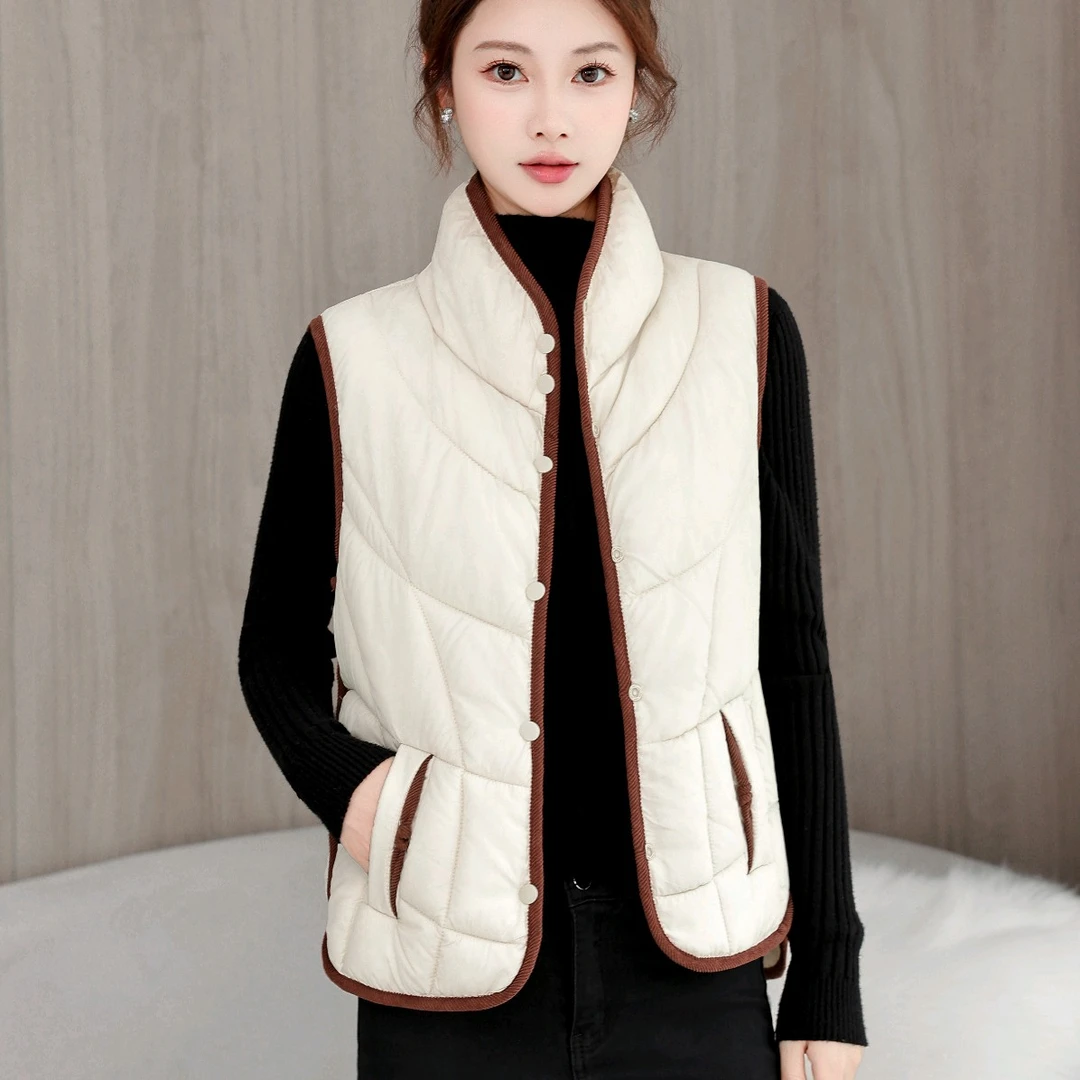 2025爆红加绒马夹保暖加厚常规款纯色无袖马甲薄款V领