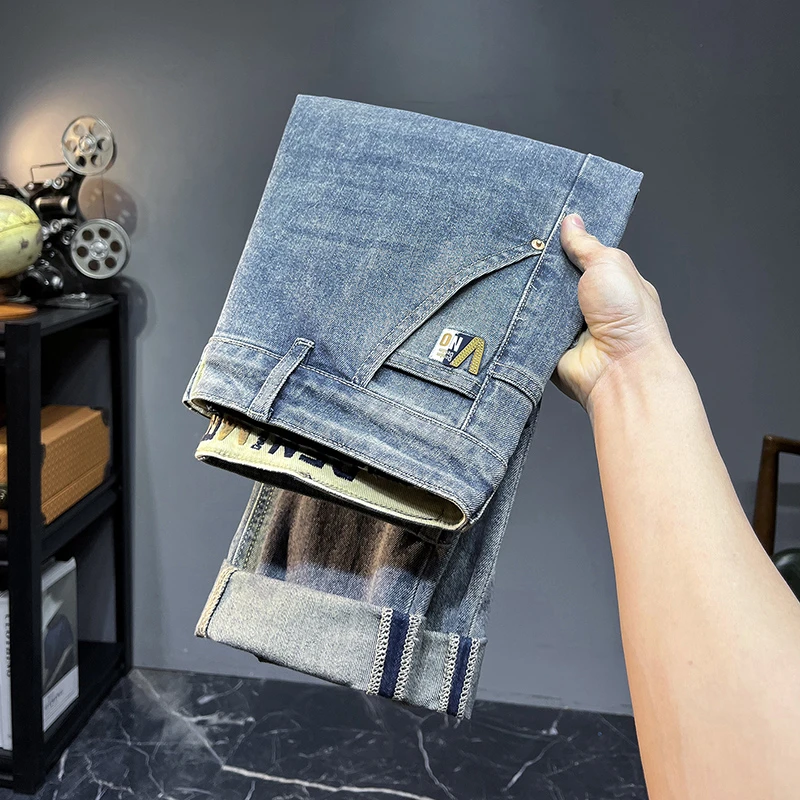 2025春季时尚百搭弹力男士牛仔裤韩版修身直筒潮流牛仔长裤5222