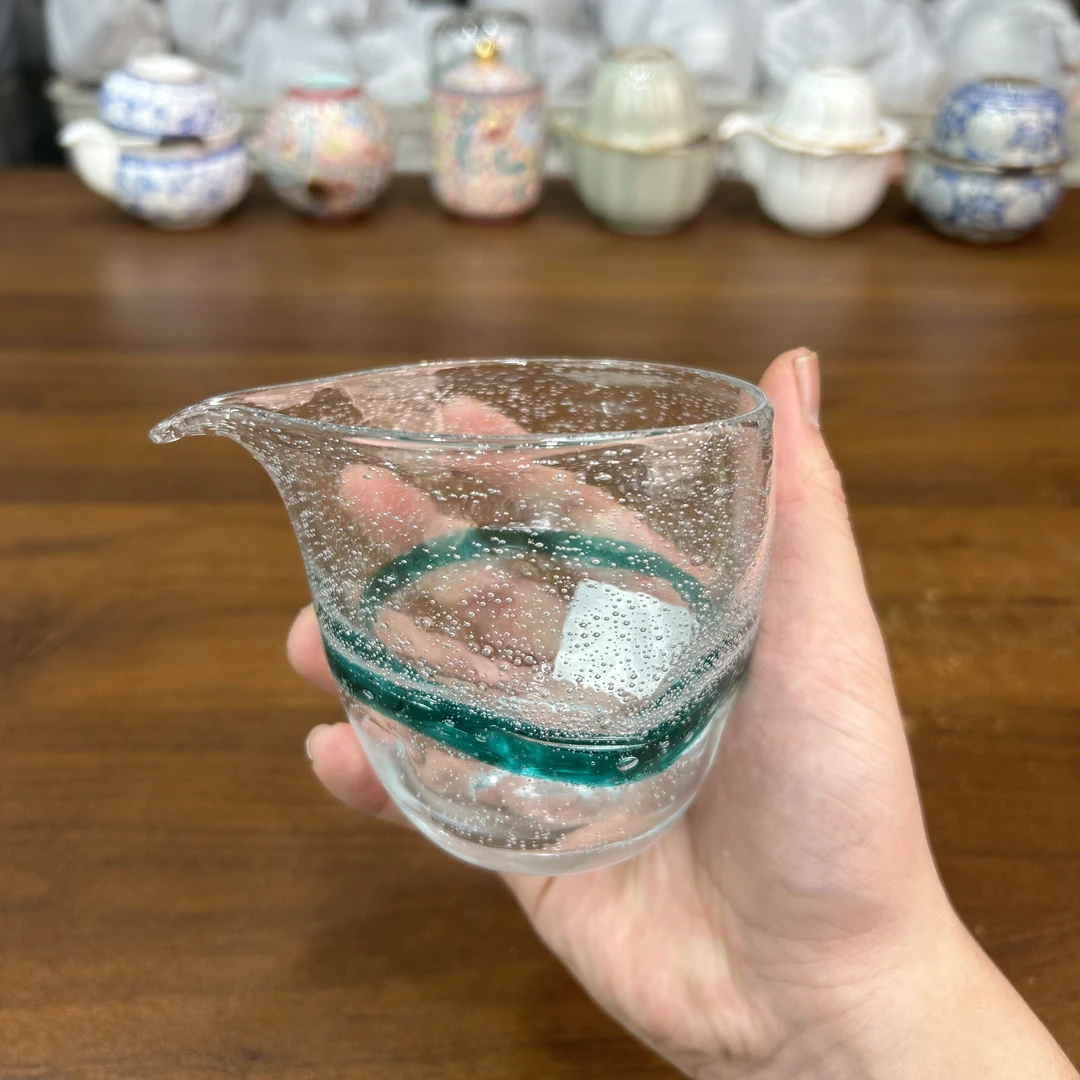 E321-手工琉璃鹰嘴公道杯（绿色）