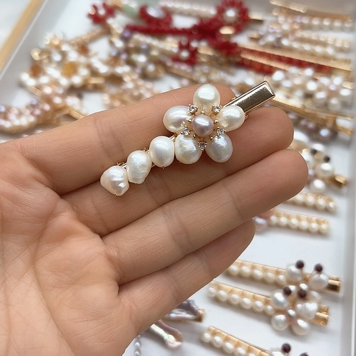 淡水珍珠发饰银S925镶嵌