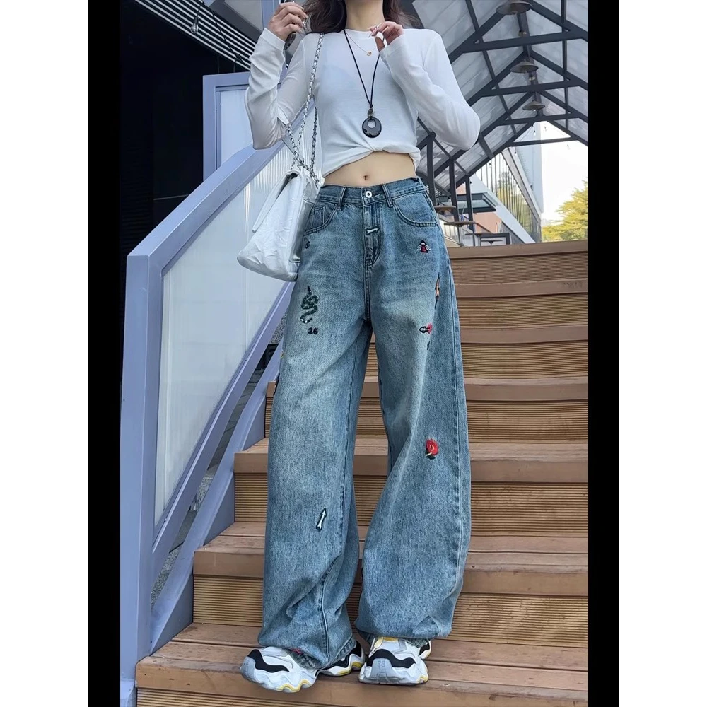 La Chapelle/拉夏贝尔女士春季新款小个子胖mm大码宽松弯刀阔腿裤