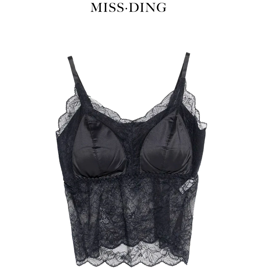 25夏性感蕾丝薄款透气聚拢无钢圈一体式吊带内衣美背女背心打底