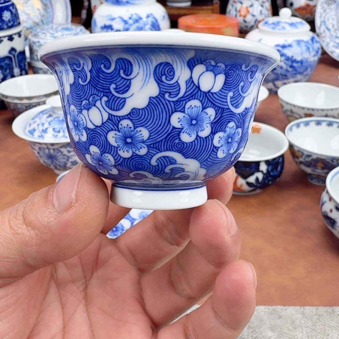 陶摆件福利青花单杯