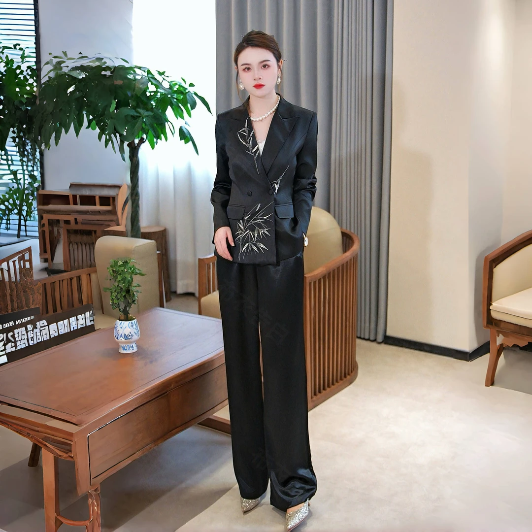 BYGB【桑榆暮北】-2025新款新中式国风竹叶刺绣套装2811