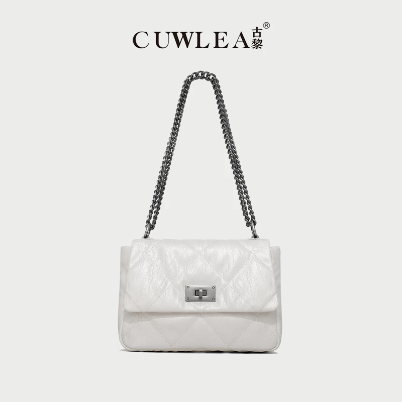 【CUWLEA/古黎】小香风新款女包绣线菱格百搭斜挎包GL-9137