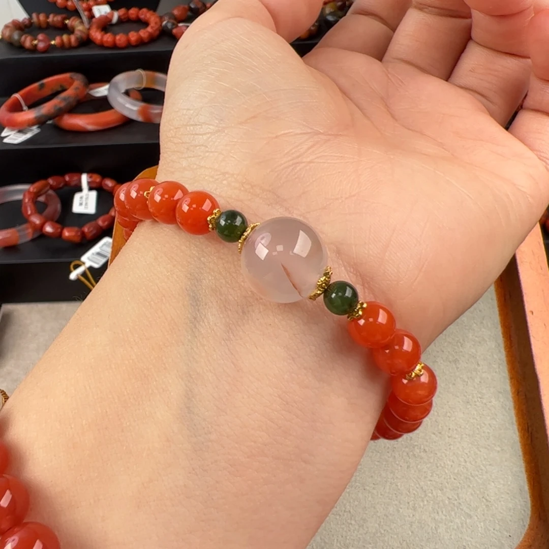 南红玛瑙未镶嵌（保山圆珠手串7mm