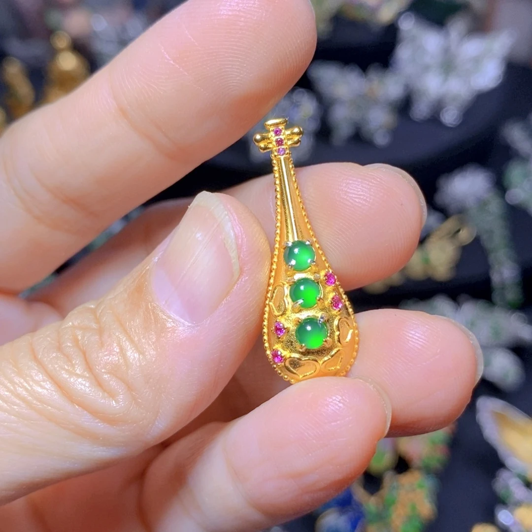 翡翠银S925镶嵌颈饰天然翡翠