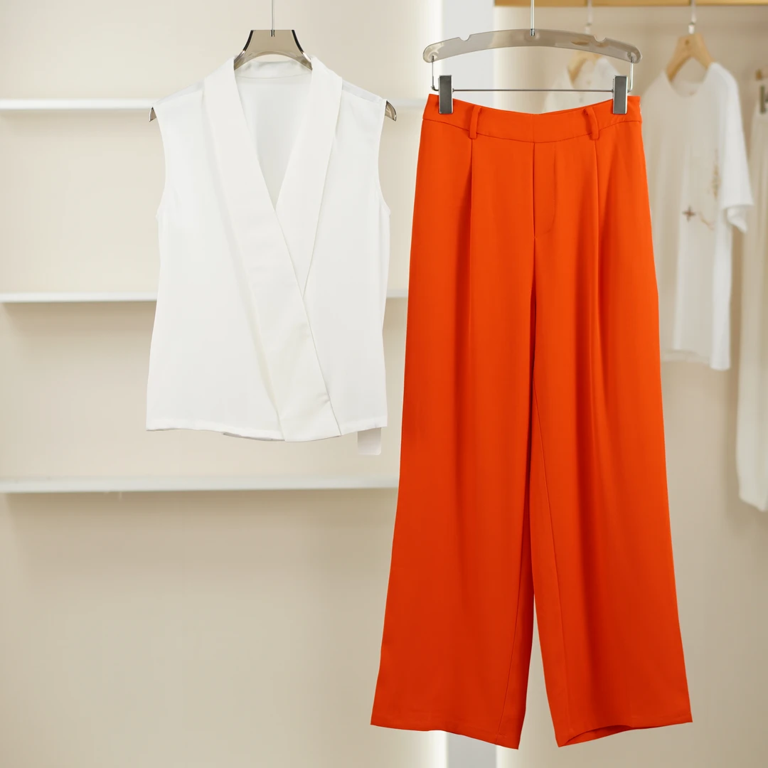 麦迪尚品【深圳原创】O-750 夏季时尚气质职业时装套装裤桔色套装