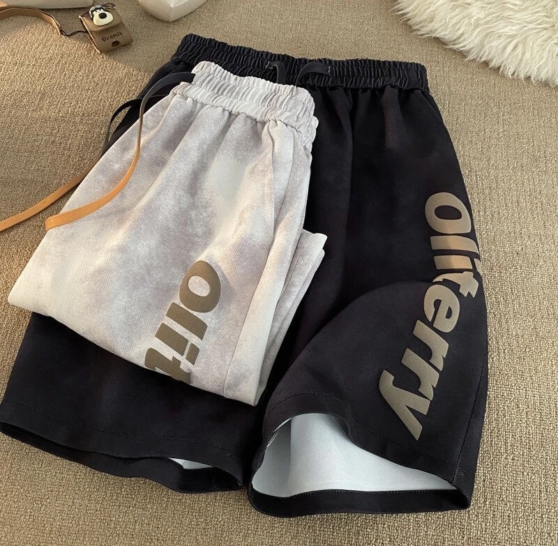 美式扎染短裤男夏季宽松直筒运动休闲裤子青少年潮牌五分脏脏裤男