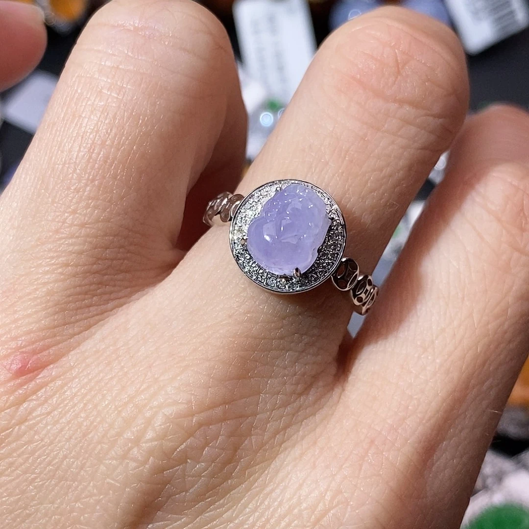 翡翠戒指18K金镶嵌戒指