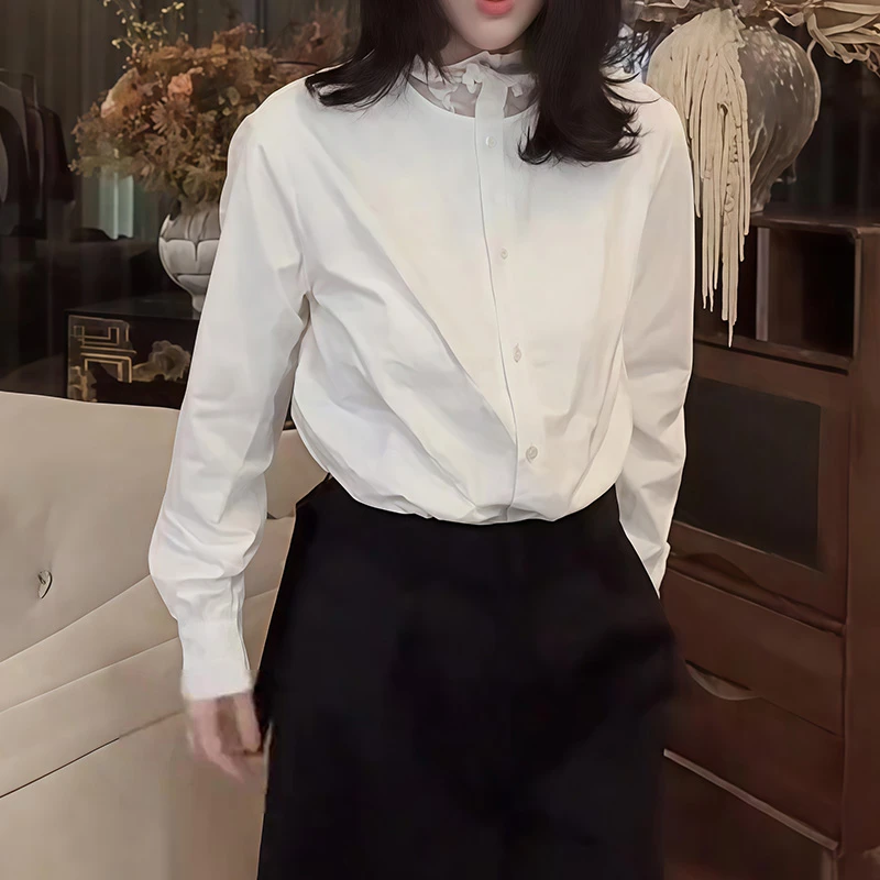 气质秋冬设计感衬衫2025年新款百搭个性高级感女装休闲风时髦上衣