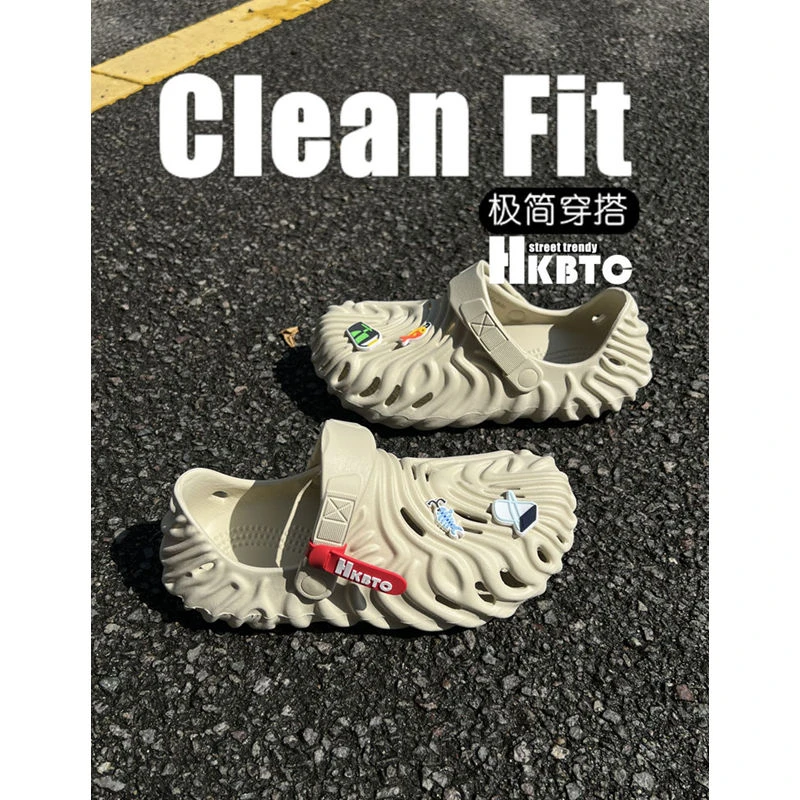 HKBTCNormcore夏季 “指纹”洞洞鞋 百搭透气时尚男士开车户外潮拖