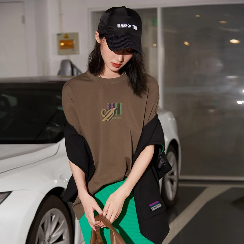 U/TI 专柜新品 爱心袖口翻边挺阔感美式百搭休闲春夏季短袖T恤