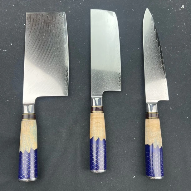 大马士革钢三件套羽毛纹10CR15MOV