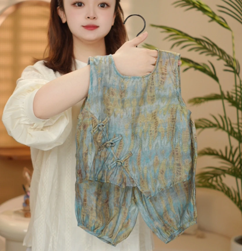 夏季套装2025新款新中式儿童古风汉服薄款马甲套装21386