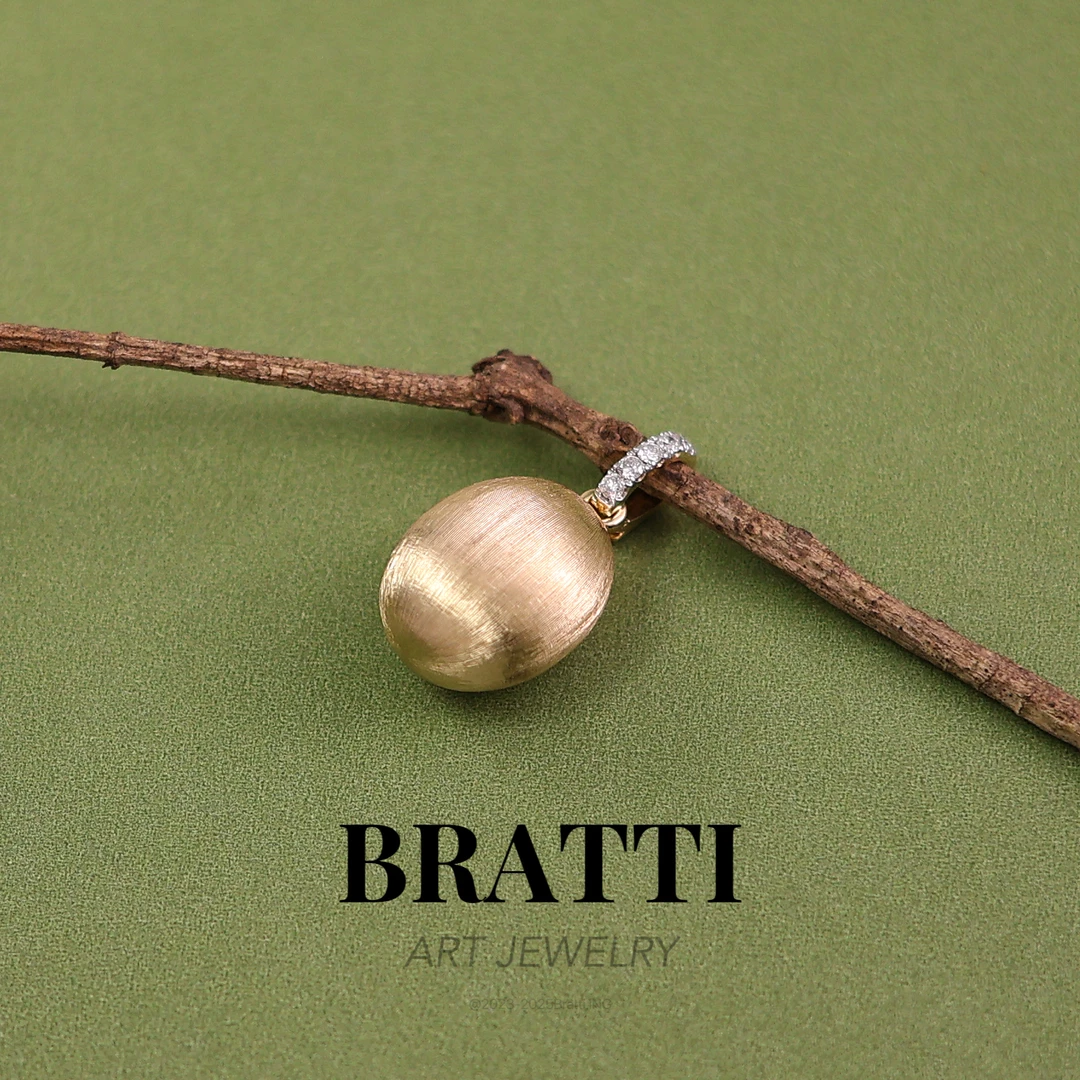 Bratti珠宝【大号松果】意大利工艺18K金钻石万能扣吊坠-KD0901