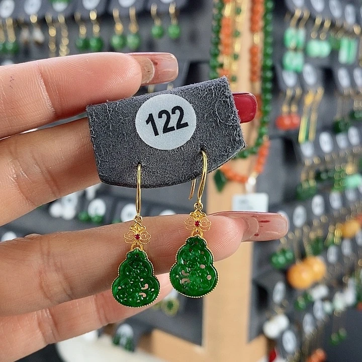 翡翠耳饰18K金镶嵌耳饰