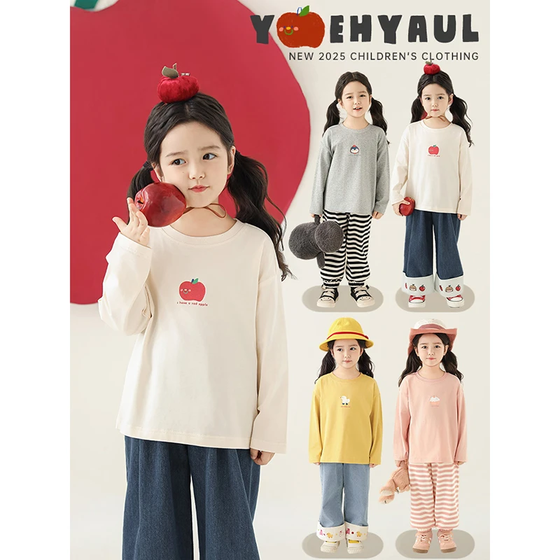 YOEHYAUL/幼悠幼悠【卡通数码】春贰波洋气休闲女童翻领打底衫C3280