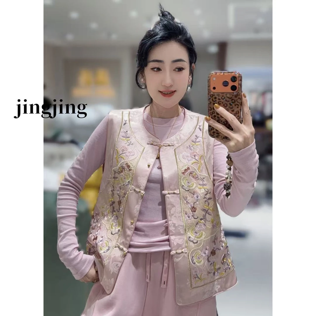 冬季新款休闲百搭新中式人丝刺绣马甲(2880)