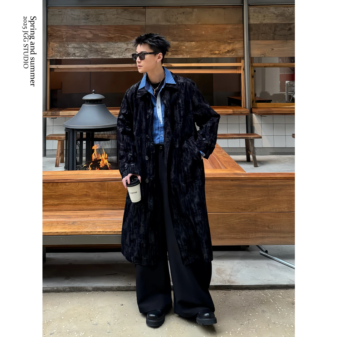 鸡哥哥25S/S “绒界贵族”无裡设计 老钱风植绒面料 轻薄长款风衣