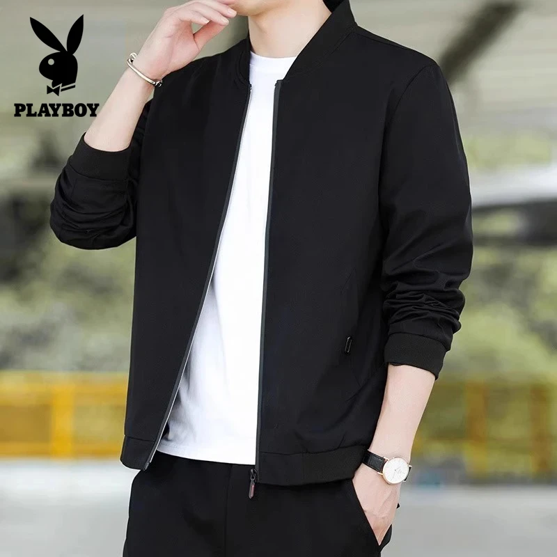 花花公子行政夹克外套男款2025秋冬加绒新款商务男士休闲百搭上衣