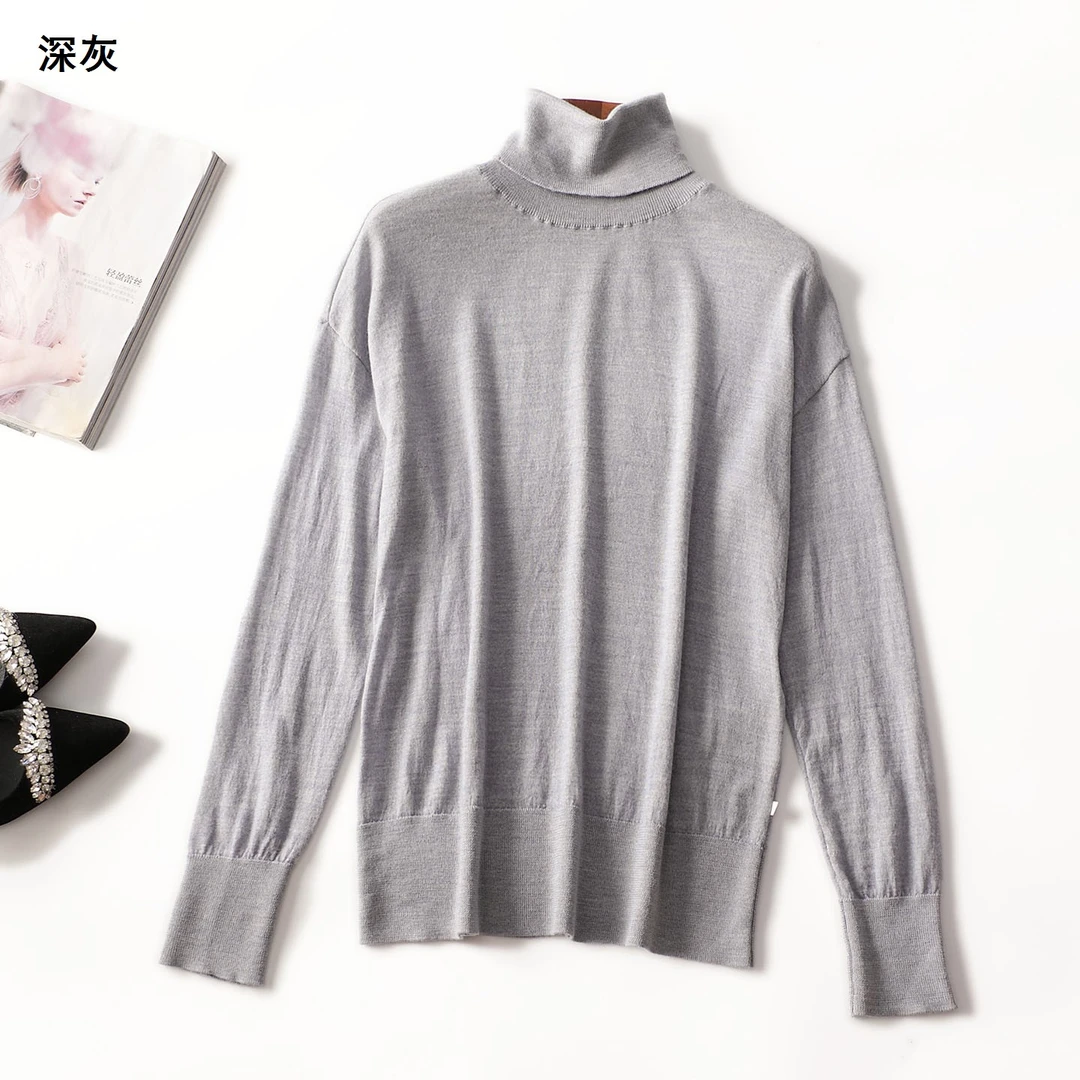 412372秋中长款九分袖套头打底衫