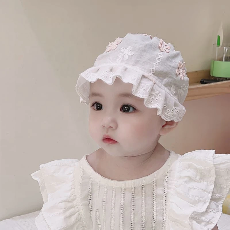 夏季薄款婴儿纯棉囟门帽韩版甜美女宝宝公主胎帽新生儿防晒空顶帽