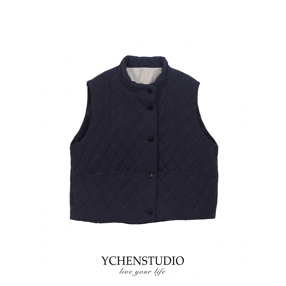 YCS【晴天】秋冬新款日系百搭立领加厚棉服马甲W04022