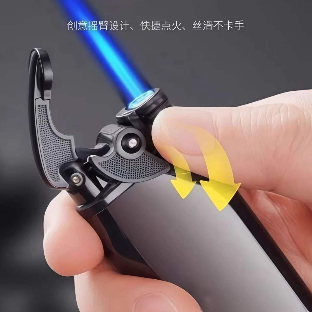【限量福利摇臂点火防风充气打火机蓝焰创意个性高 档商超定制火机