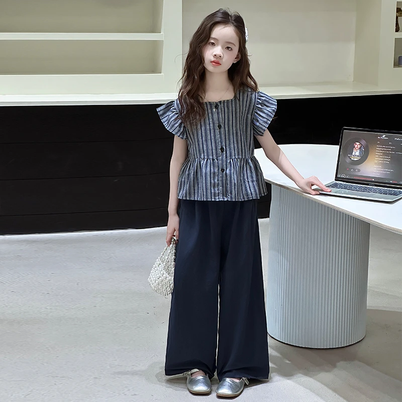 女童新款夏装套装2025新款儿童洋气韩版时髦女孩两件套大童韩范潮