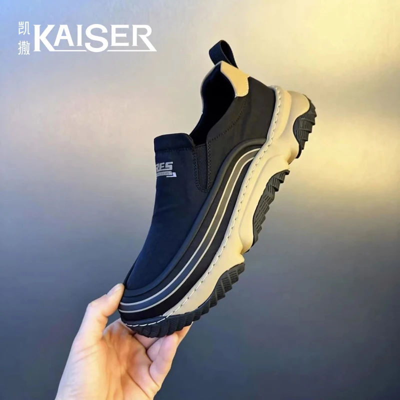 凯撒秋季男士布鞋防滑耐磨休闲百搭板鞋一脚蹬透气男款低帮运动鞋