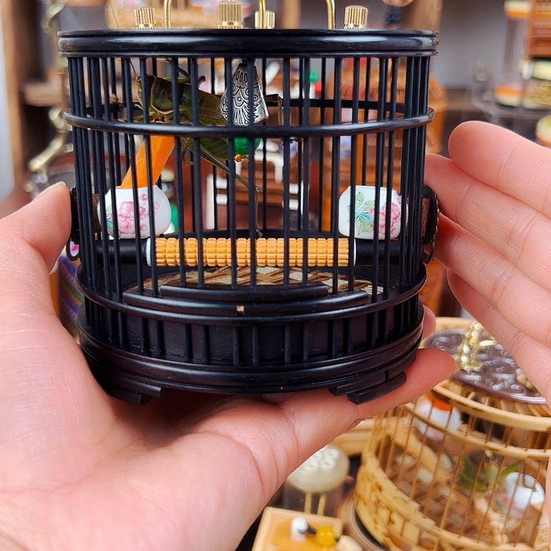 木福利款紫光檀双条蝈蝈笼➕绿蝈蝈